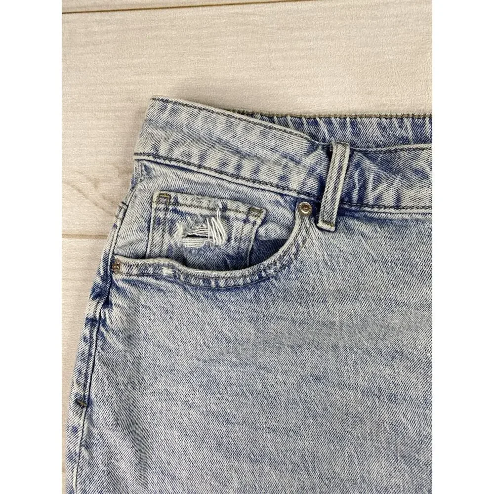 Maurices M Jeans Skirt Womens 16 Acid Wash Slit in Front Stretch Denim Midi Y2K